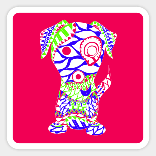 tribal dog with rasta love tattoo ecopop Sticker